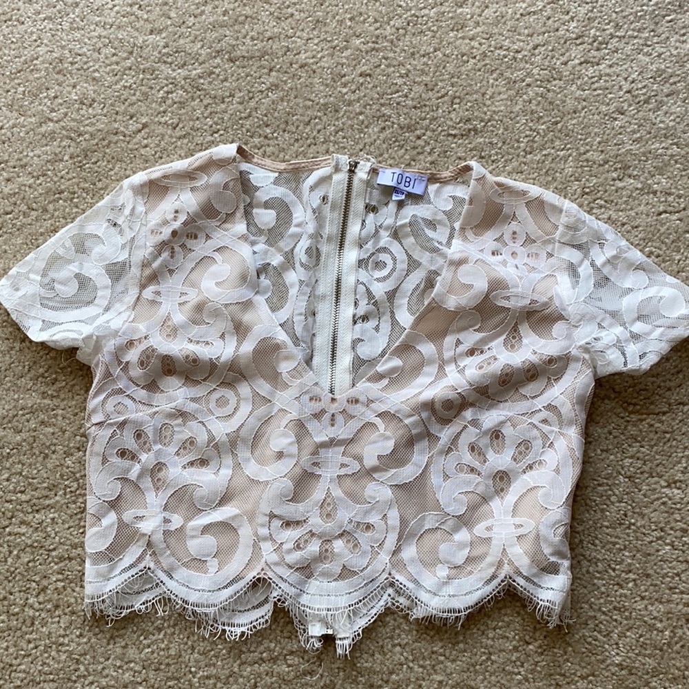 Tobi White Lace Crop Top Size XS